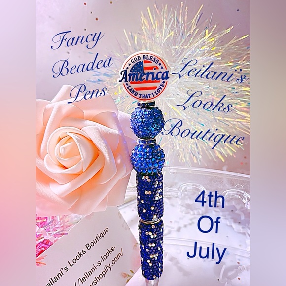 Fancy Beaded Pens , July 4th , Fancy pens, Acrylic beads, rhinestones pens, - Picture 1 of 6